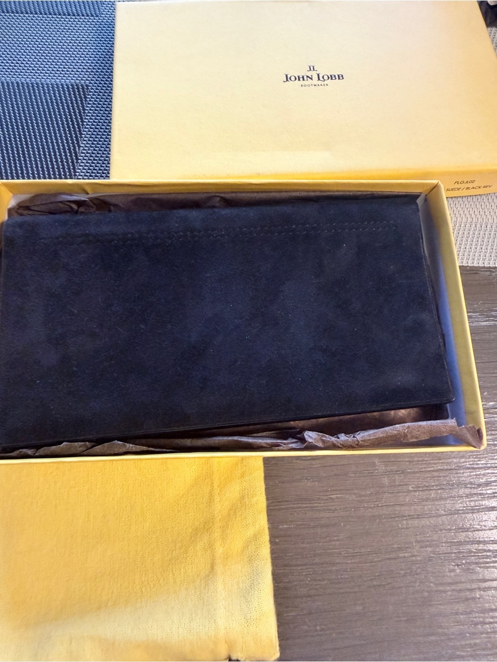 John Lobb dark blue Suede Long Wallet